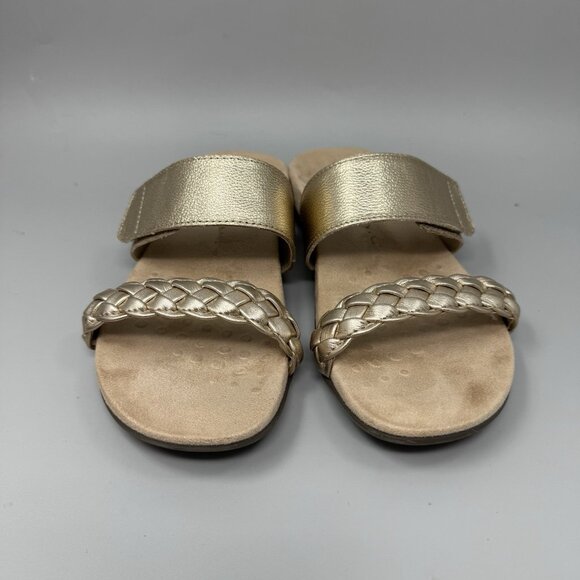 Vionic Womens Gold Slide Sandals 9 Jeanne Braided Slip-On Casual Summer Orthodic - Picture 4 of 8